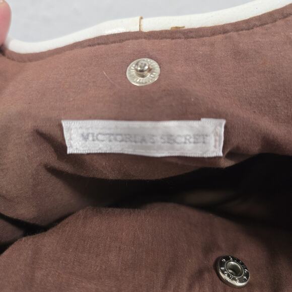 Victoria’s Secret Brown White Handle Tote Purse Bag Vintage Style Medium Y2K - Picture 6 of 9